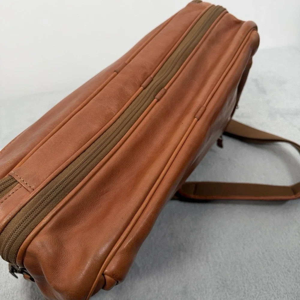 Vintage Hartmann Full Grain Leather Briefcase Laptop Bag Tan Cognac Expandable